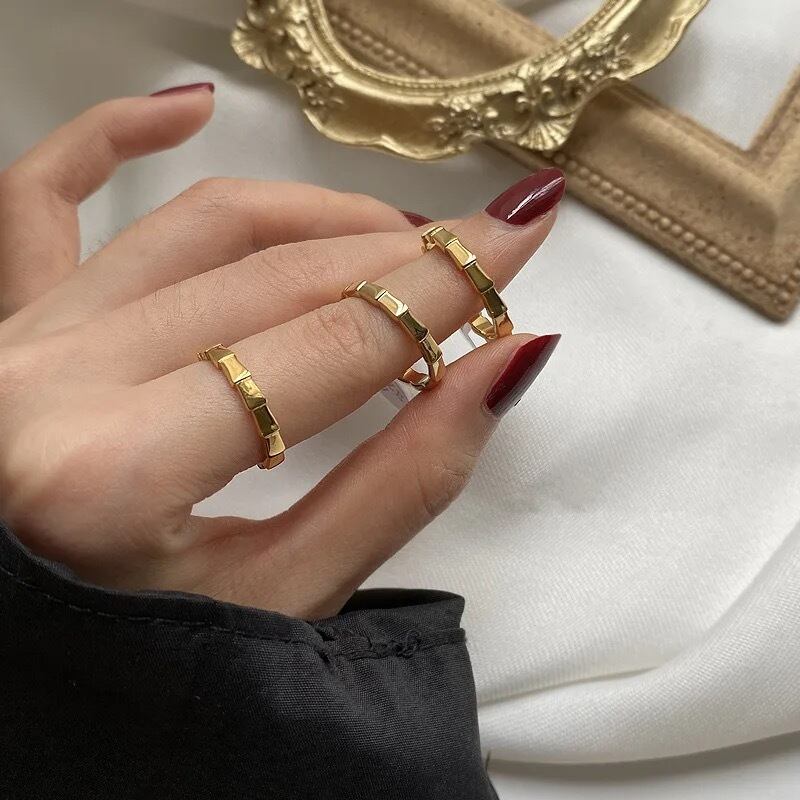 金アレ対応 18k メッキでこぼこリング (0275)