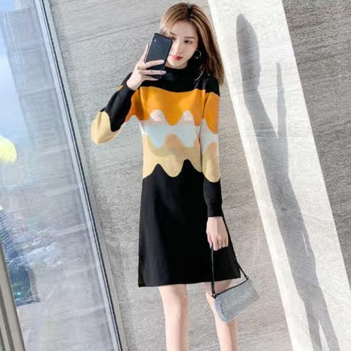 ワンピース レディース S-XL ニットワンピース 長袖 Aライン ハイネック ミニスカート 春 秋 冬 ワンピース レディース Aライン タートル