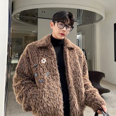 予約販売】ファーブルゾン メンズ 無地ジップアップ アウター ボア