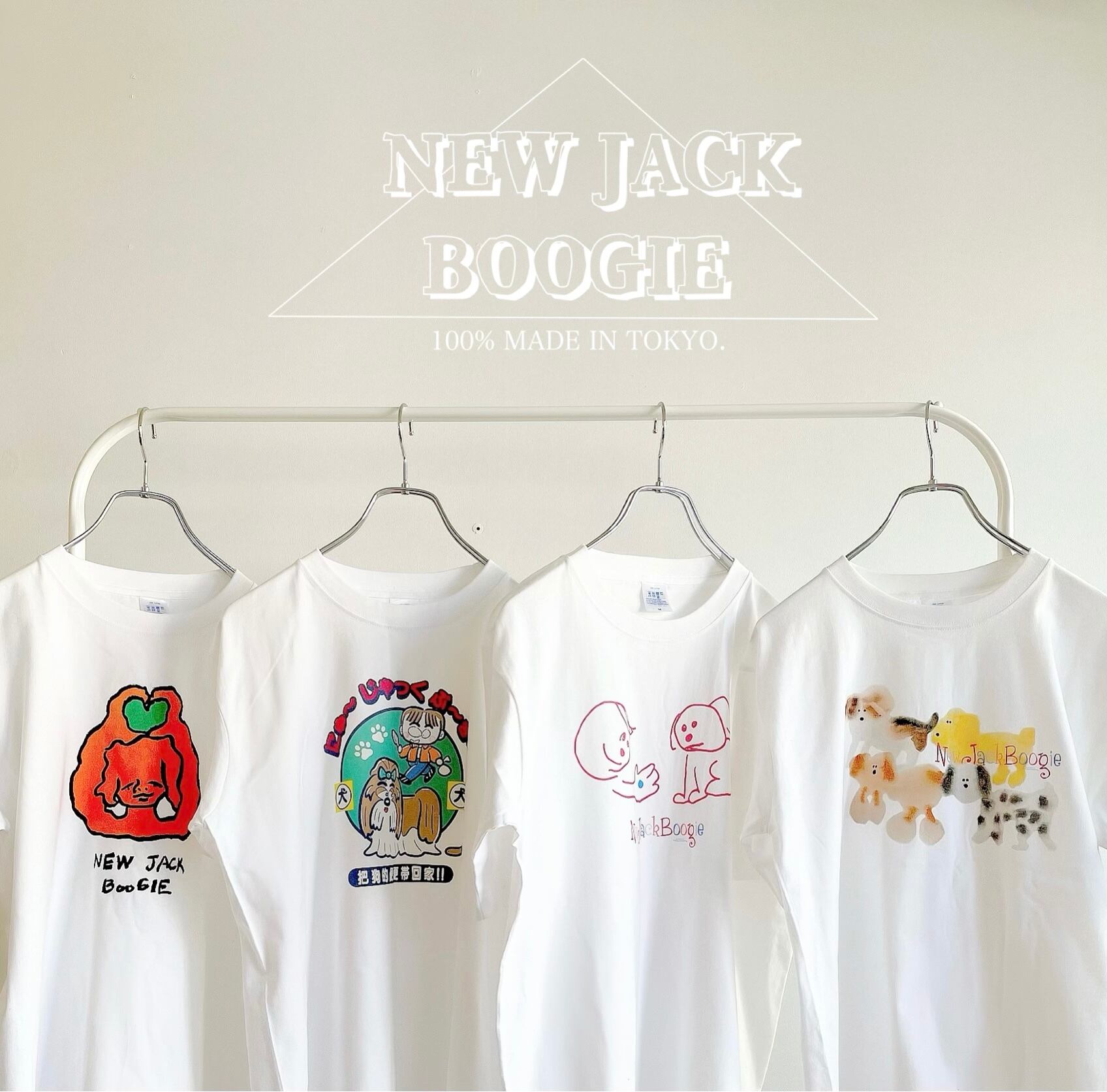 NEW JACK BOOGIE×みのも まりか /犬 T-SHIRT(navy) | NEW JACK BOOGIE