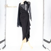 社交ダンス 衣装 ラテン ドレス ワンピース インザムード in the MOOD 日本製 黒 デモ 競技 パーティ 発表会 綺麗 上品 ブラック系 上品なデザイン 社交ダンス衣装 ラテン衣装 フォーマルドレス おしゃれ 衣装発表会 大人向け ファスナー付き 日本製ドレス コサージュ付き 競技用ドレス ブラックワンピース エレガント パーティードレス