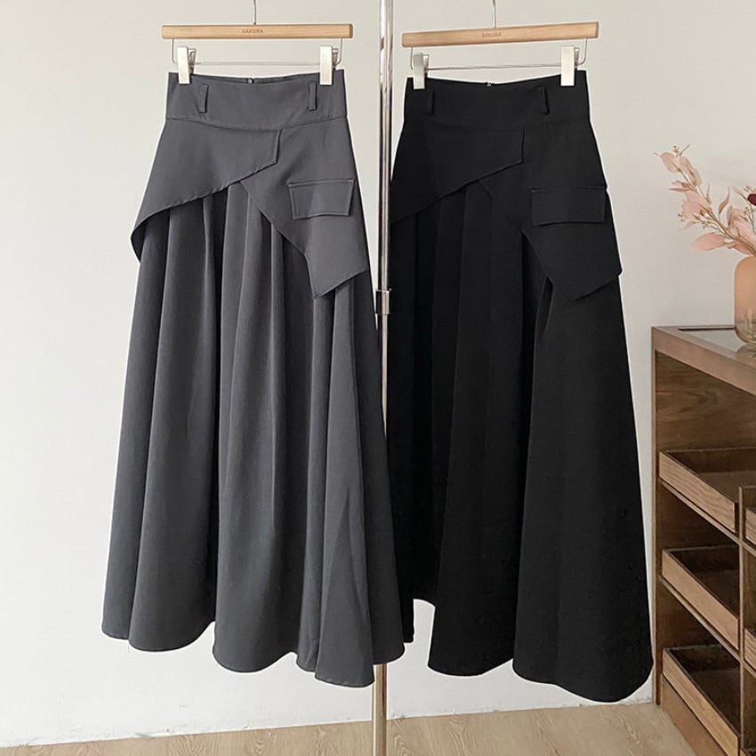 wrap asymmetrical long skirt　J00423
