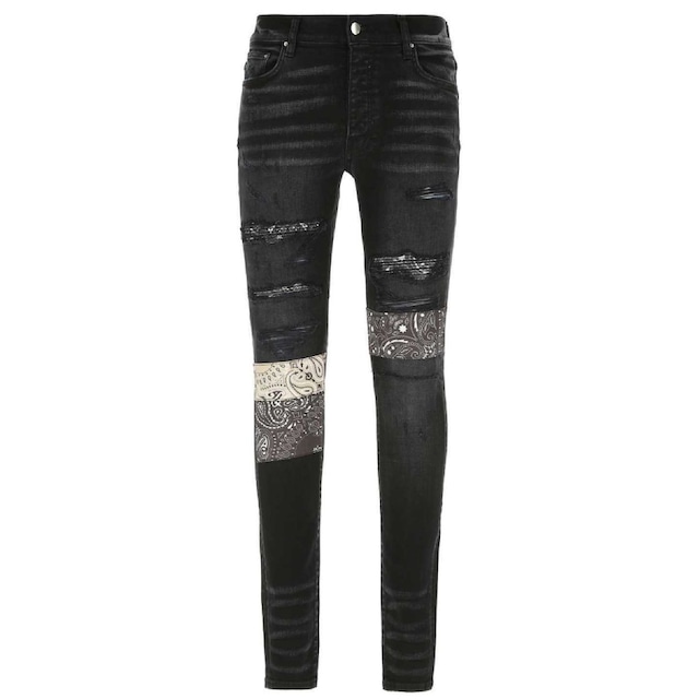 AMIRI VINTAGE BANDANA ARTPATCH JEAN BLACK