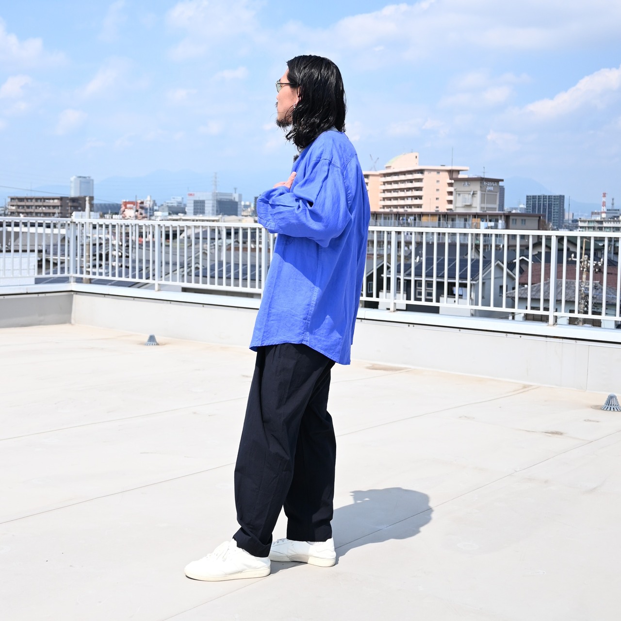 グーチロングスリーブシャツデッドストックブルー秋スタイル