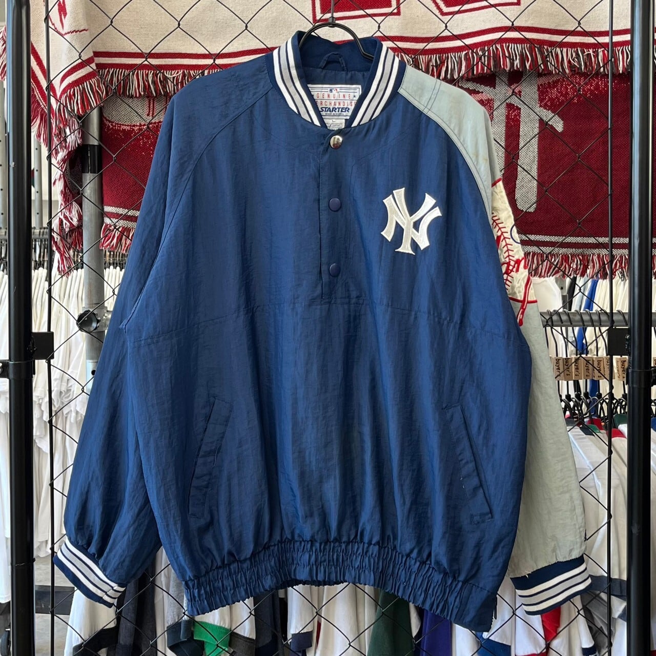 90s】MLB スターター Vネック ナイロンジャケットXL◇古着