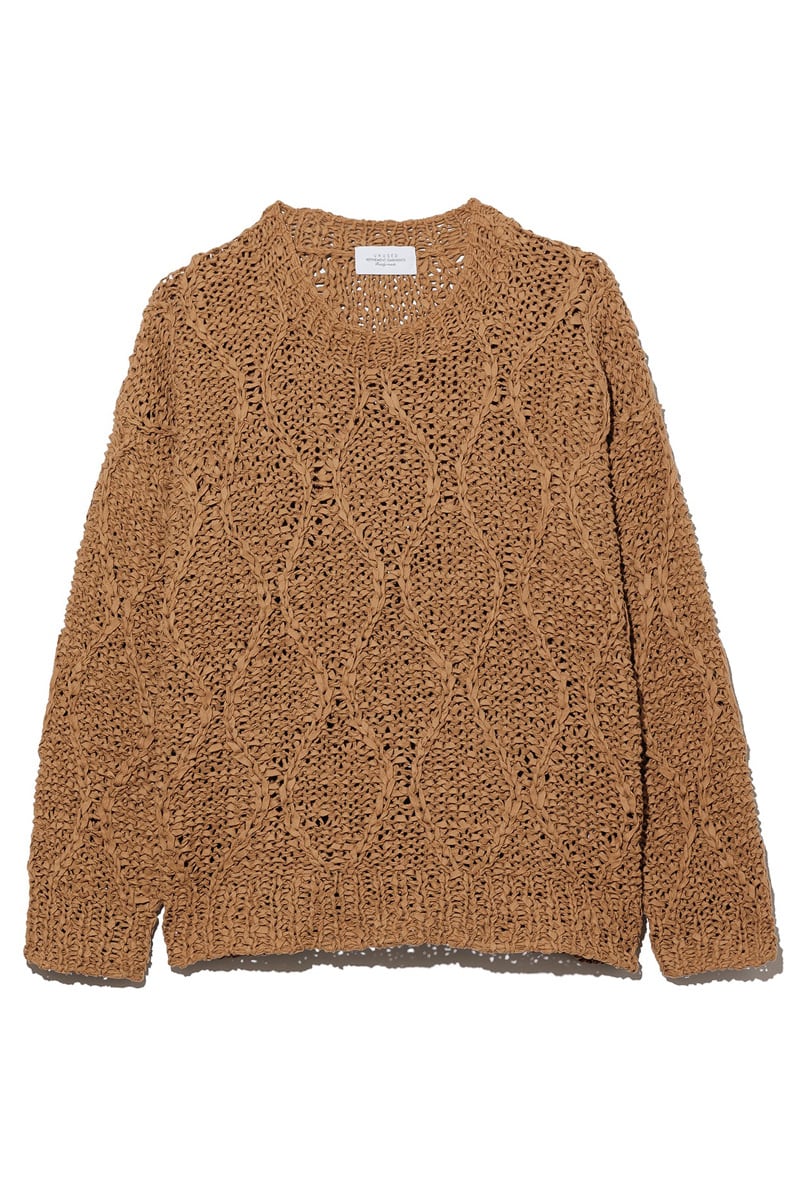 UNUSED(アンユーズド) Gourd Pattern Hand-Knitted Crewneck Sweater ...