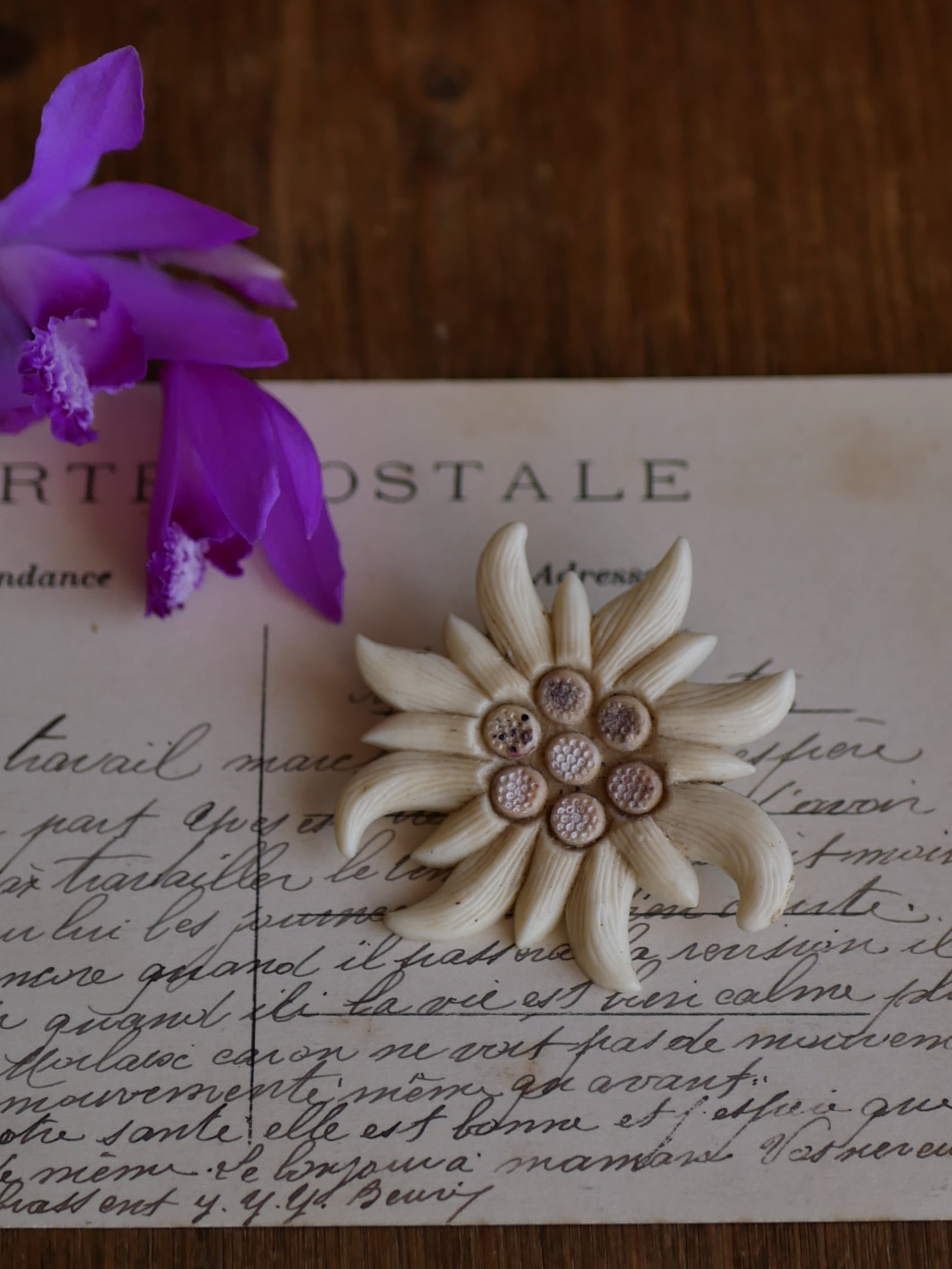 〜1950's ヴィンテージ ブローチ エーデルワイス ユーロ ブロカント エーデルワイス アンティークブローチ ブロカントのある暮らし