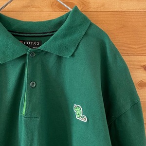 【DOTA2】ポロシャツ 刺繍ロゴ ディープグリーン ビッグサイズ オーバーサイズ US古着 アメリカ古着