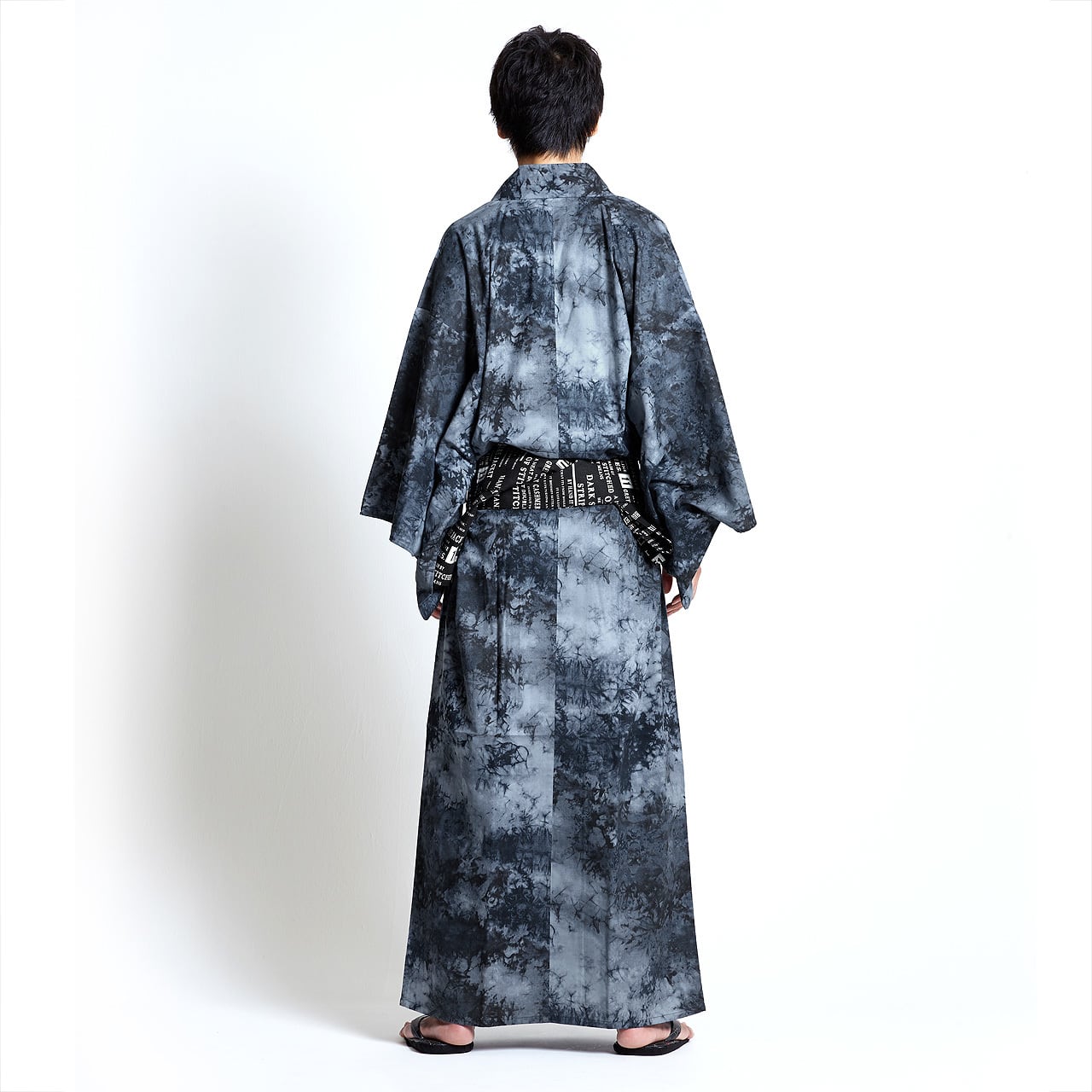 着物 浴衣 メンズ 青ムラ染めプリント カジュアル 和服 男物 長着 単衣