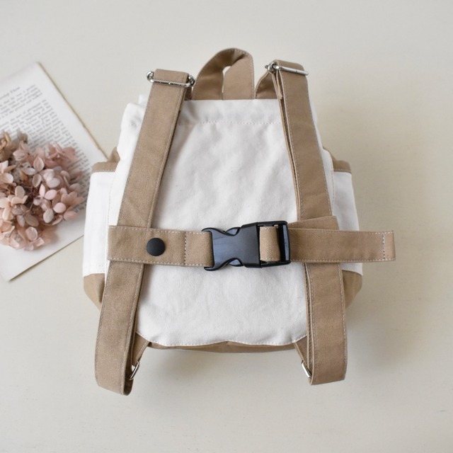 ベビーリュック　生成り×ベージュ A type