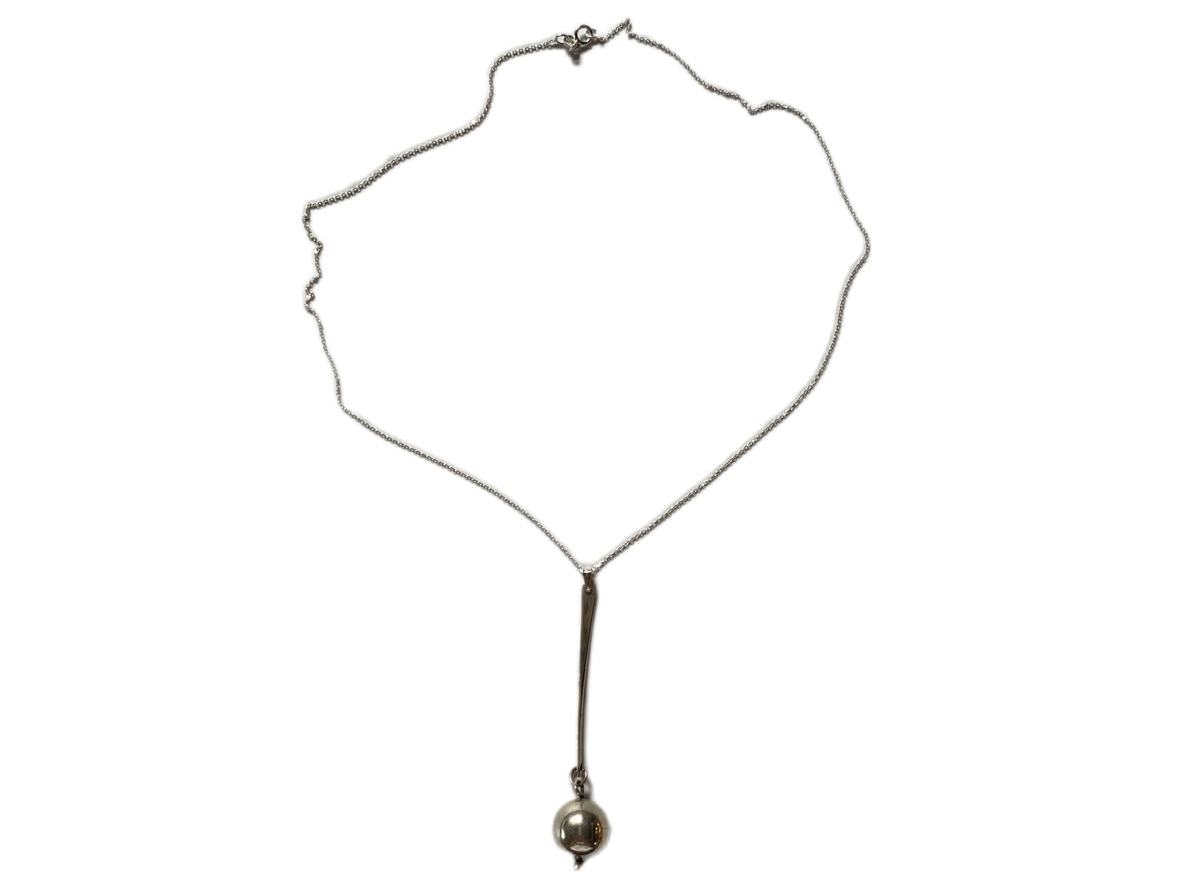 〈vintage silver925〉long bar ball necklace