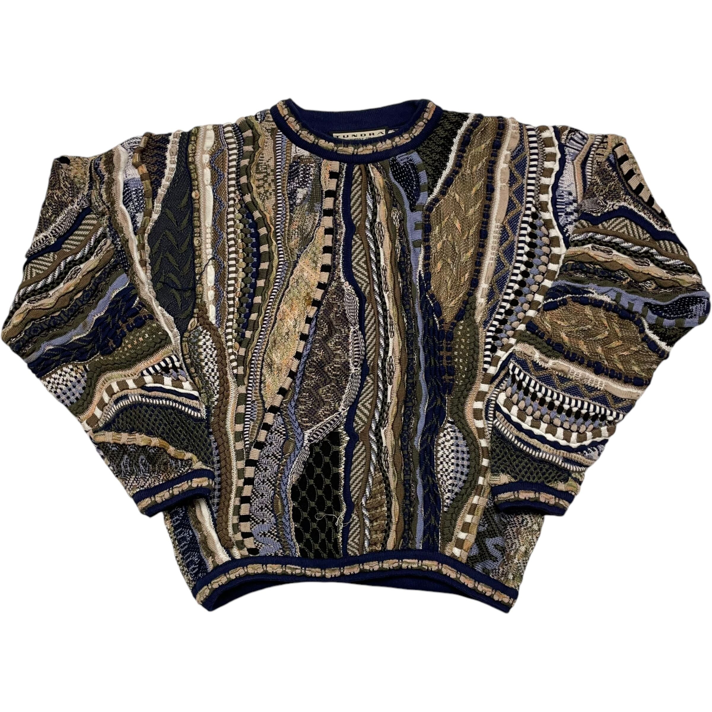 《L》 TUNDRA 3Dニット セーター 総柄 90年代 vintage no.4678