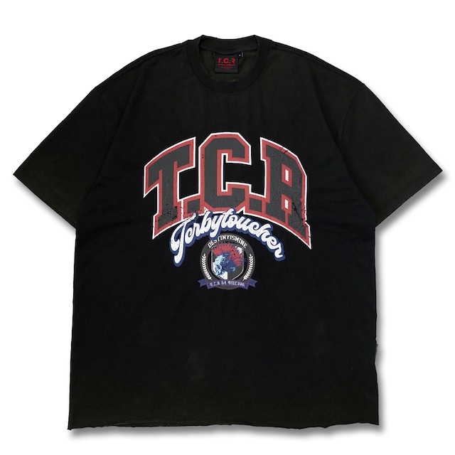 T.C.R COLLEGE LOGO CROPPED WASH S/S TEE - RED / BLACK