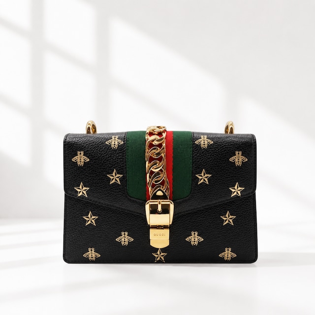 【GUCCI】グッチ　未使用　シルヴィ ビー＆スター スモールショルダーバッグ
