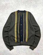 ~70s USED Striped Pattern Wool×Acrylic? Knit Cardigan