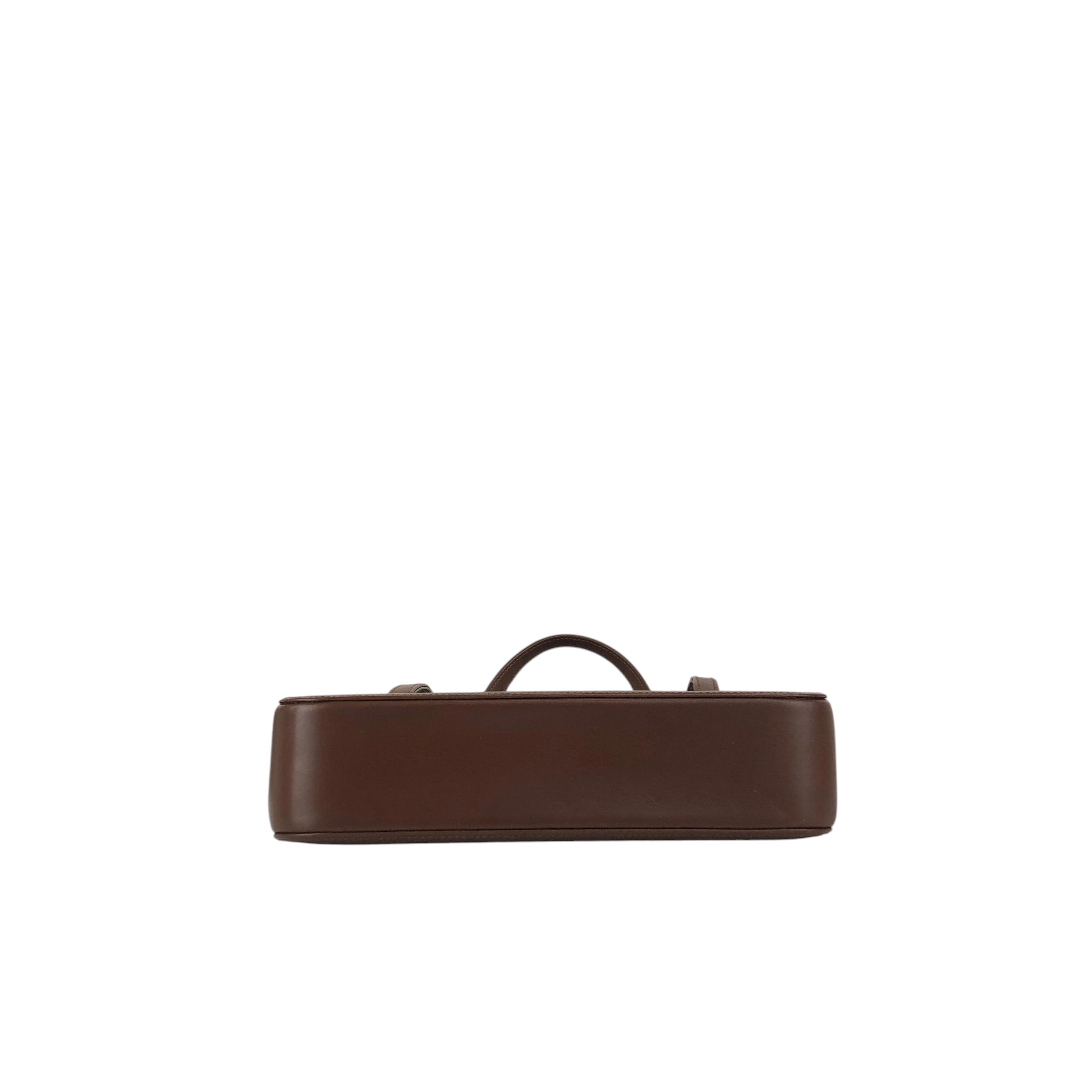 GUCCI グッチ ブラウン GG レザー フラップ ハンドバッグ vintage