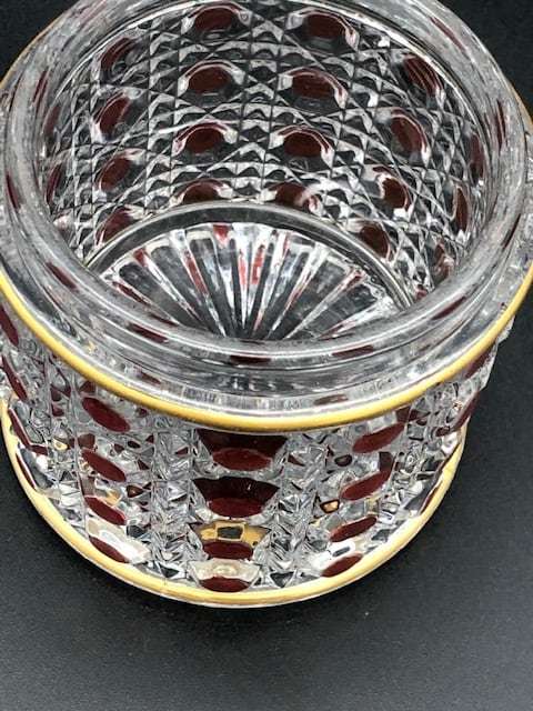 オールド・バカラ  19世紀 ディアマン・ピエーリー 赤色装飾&金彩 小物入れ オールド・バカラ (BACCARAT) 19世紀 ディアマン・ピエーリー 赤色装飾