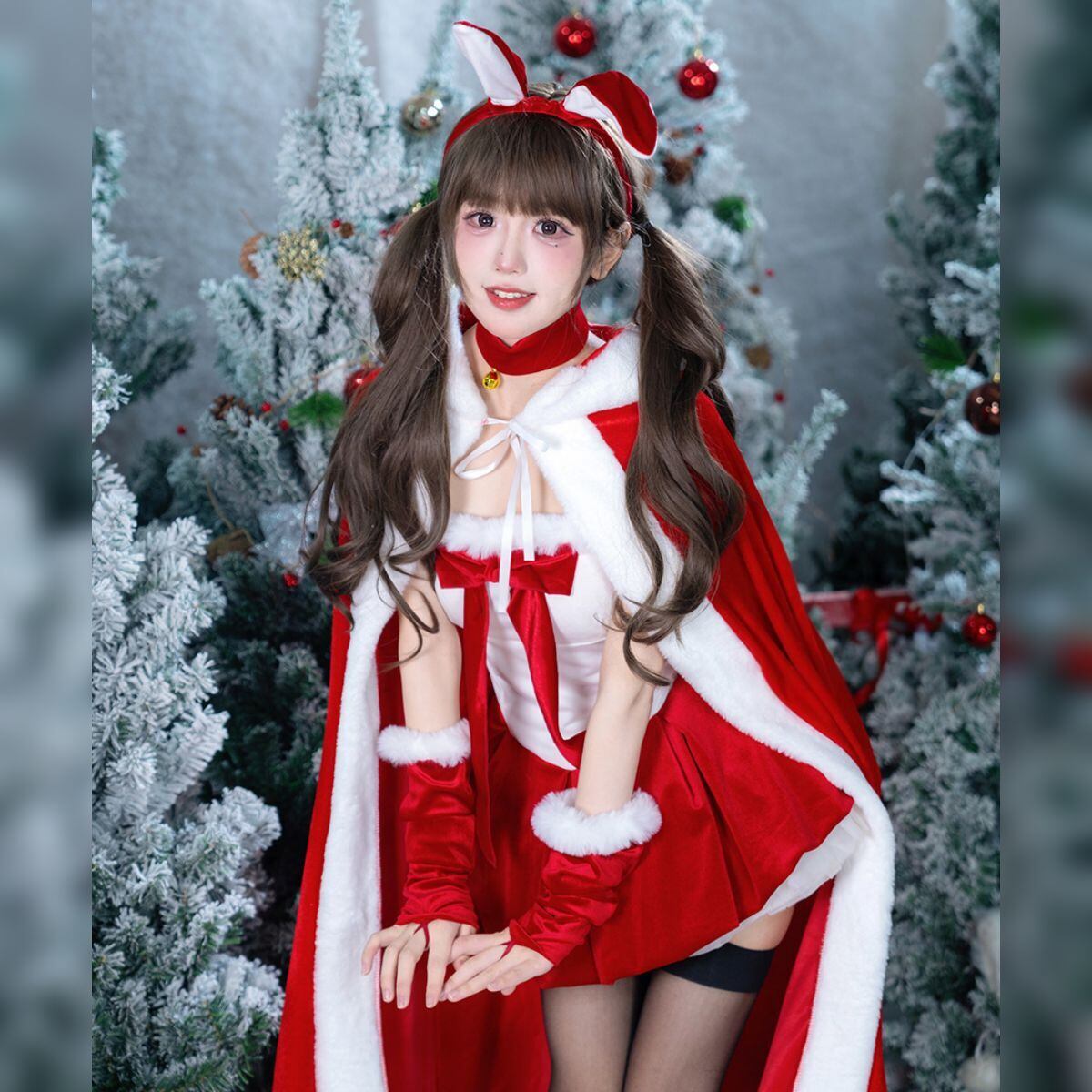 サンタガールケープ付きクリスマスセットアップ：ロングケープセット