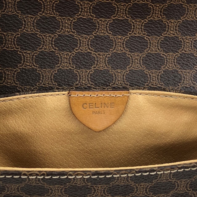 CELINE セリーヌ マカダム ショルダーバッグ ブラウン トリオンフ PVC ミニバッグ vintage ヴィンテージ オールド mfvtfa