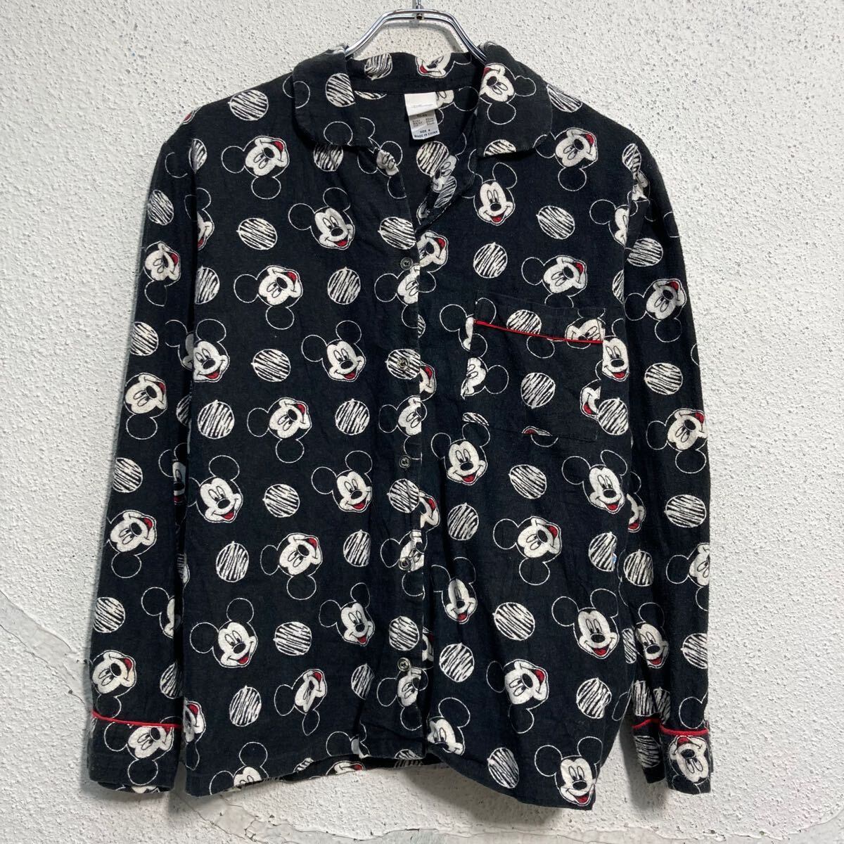 Disney 長袖 柄シャツ ディズニー キッズ M~ ブラック 総柄