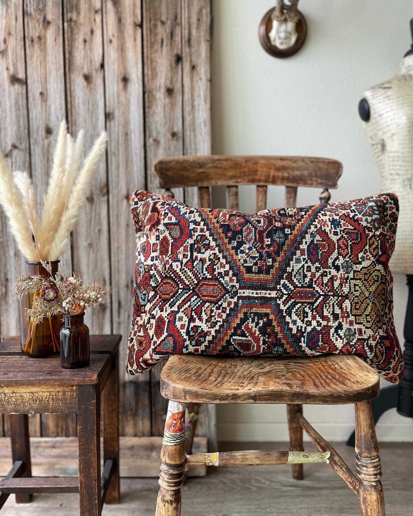 076】Antique Shiraz Cushion Cover 1900's - 1920's | ヴィンテージ