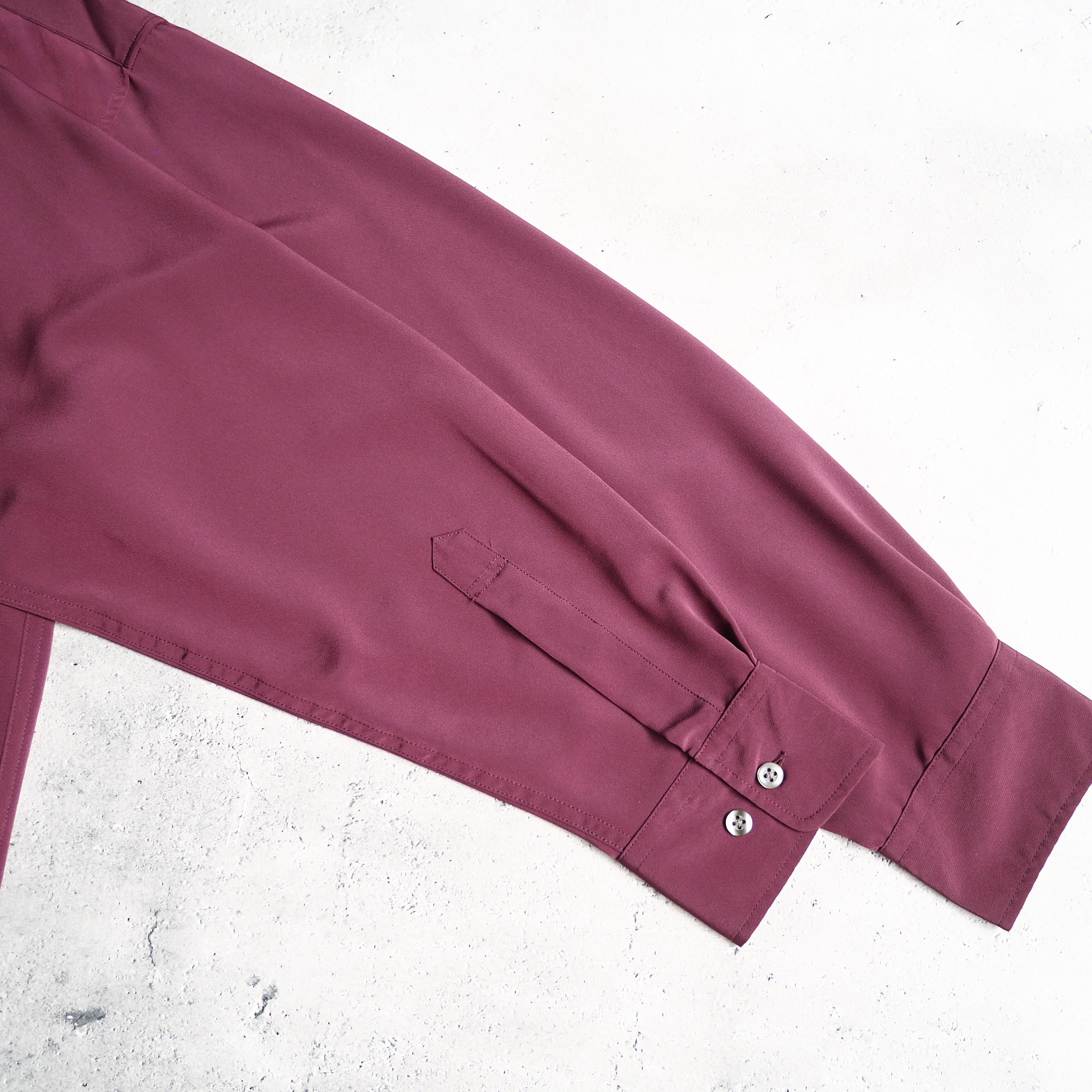 1990s Dark Bordeaux × Tribal embroidery Over silhouette vintage shirt