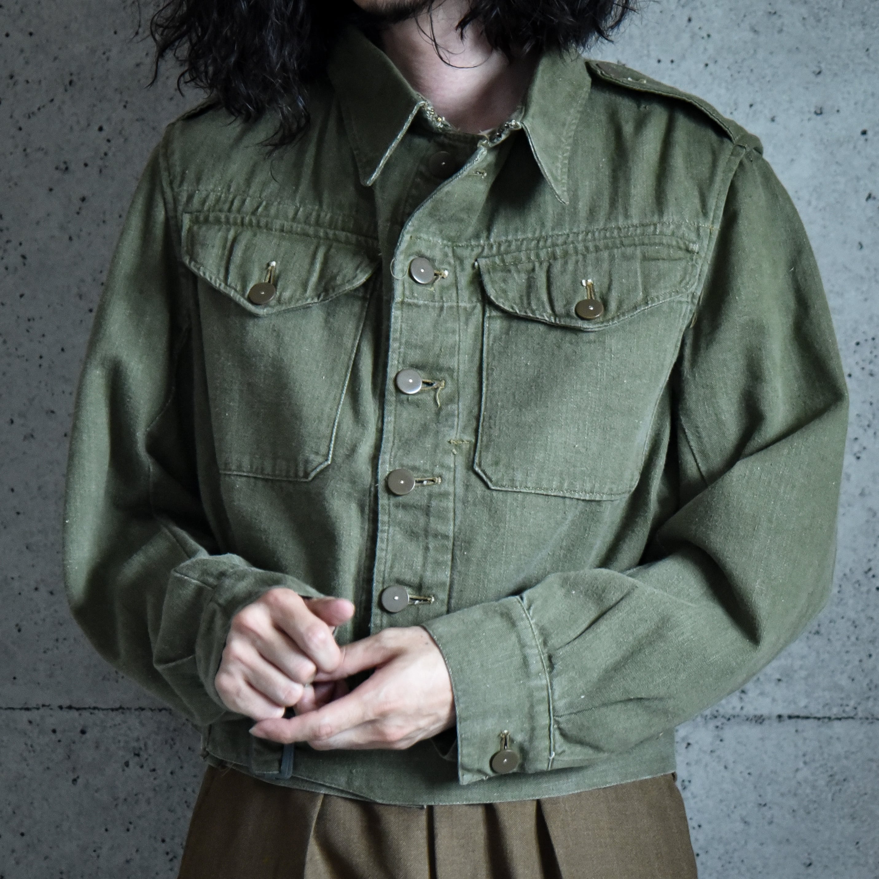 50s British Army Green Denim Battle Dress Jacket イギリス軍