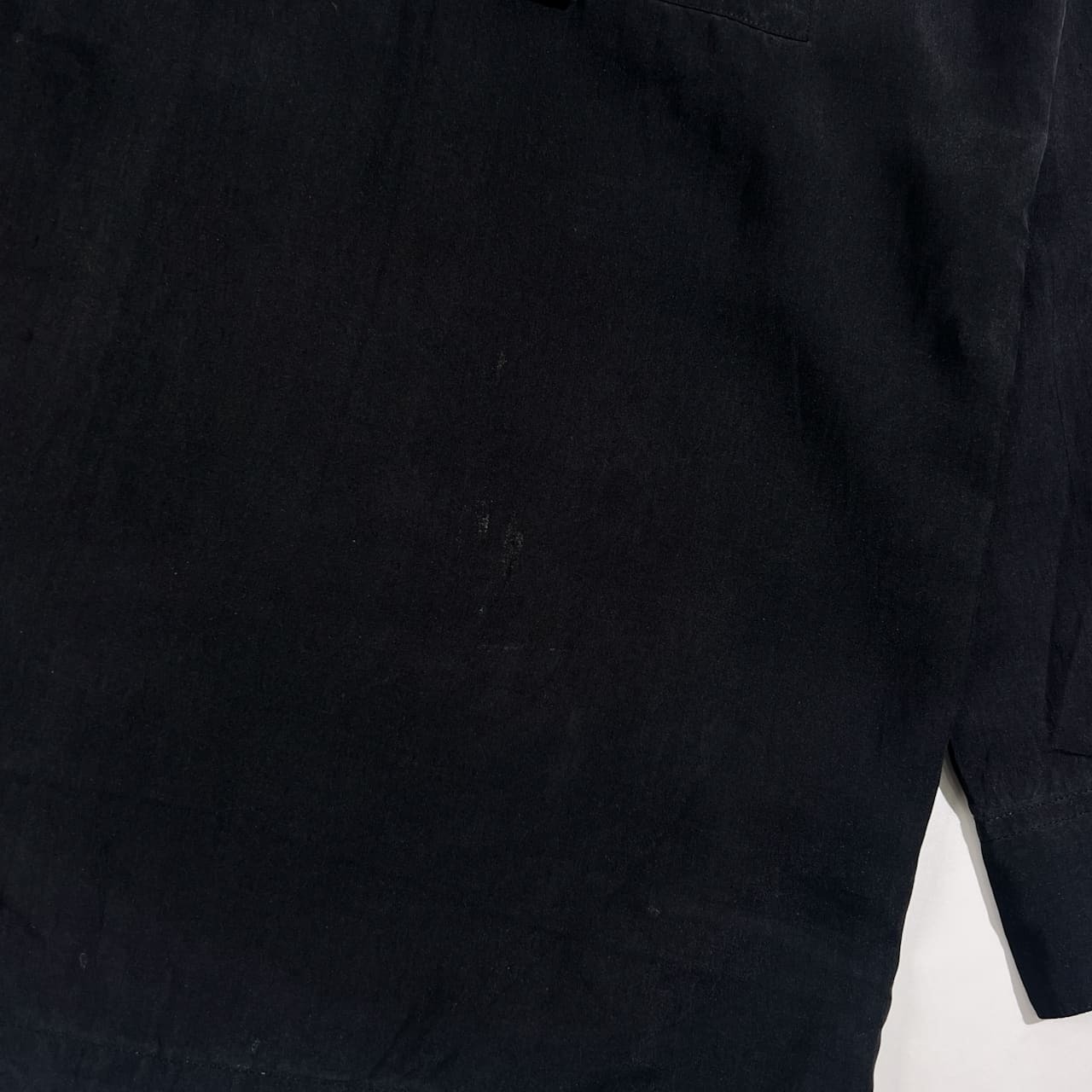 シルク100% Papas パパス 長袖 オープンカラー シャツ M/ブラック系 メンズ