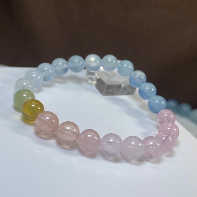 no8.爽やかパステル☆グラデーションミックスベリル ブレスレット