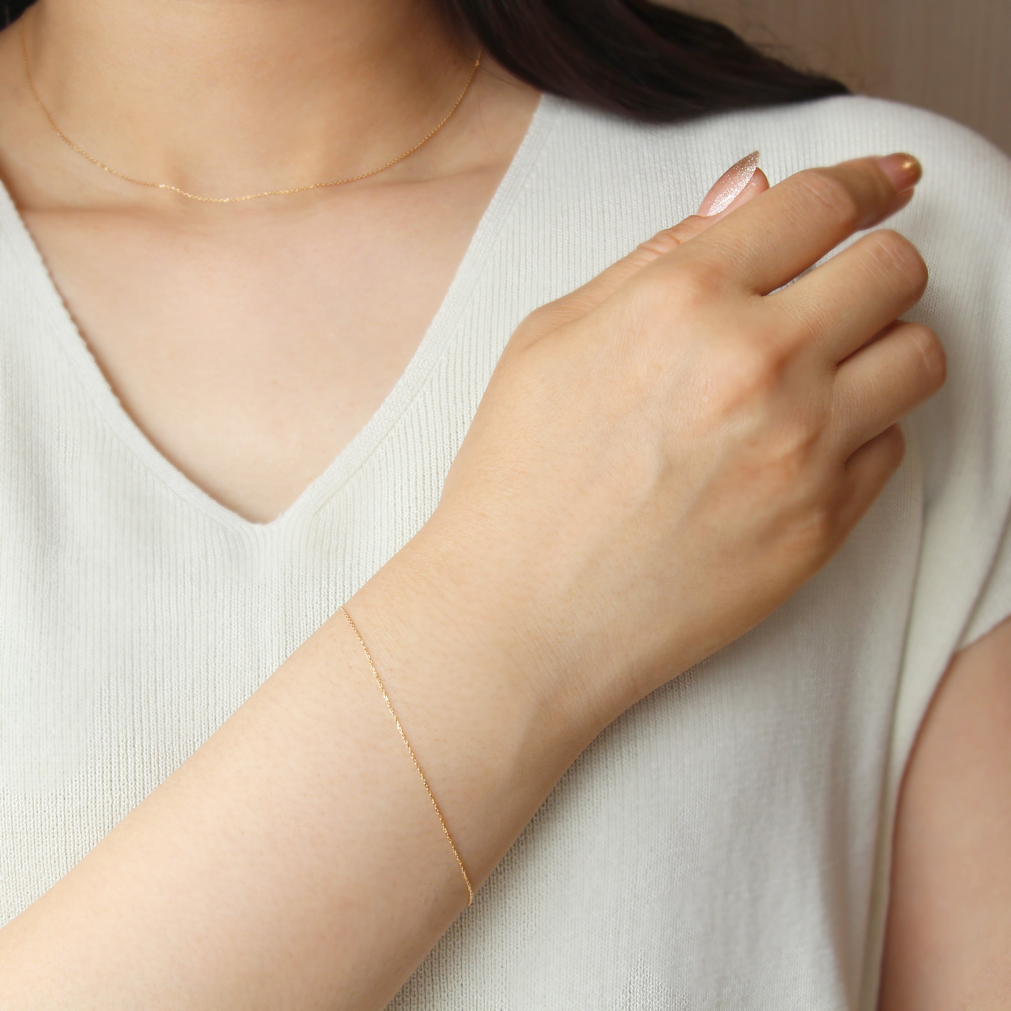 K18 極細 チェーンブレスレット〈ナチュレ〉 No.104 | スキン
