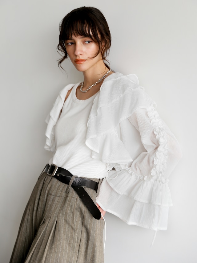 many frill cropped blouse