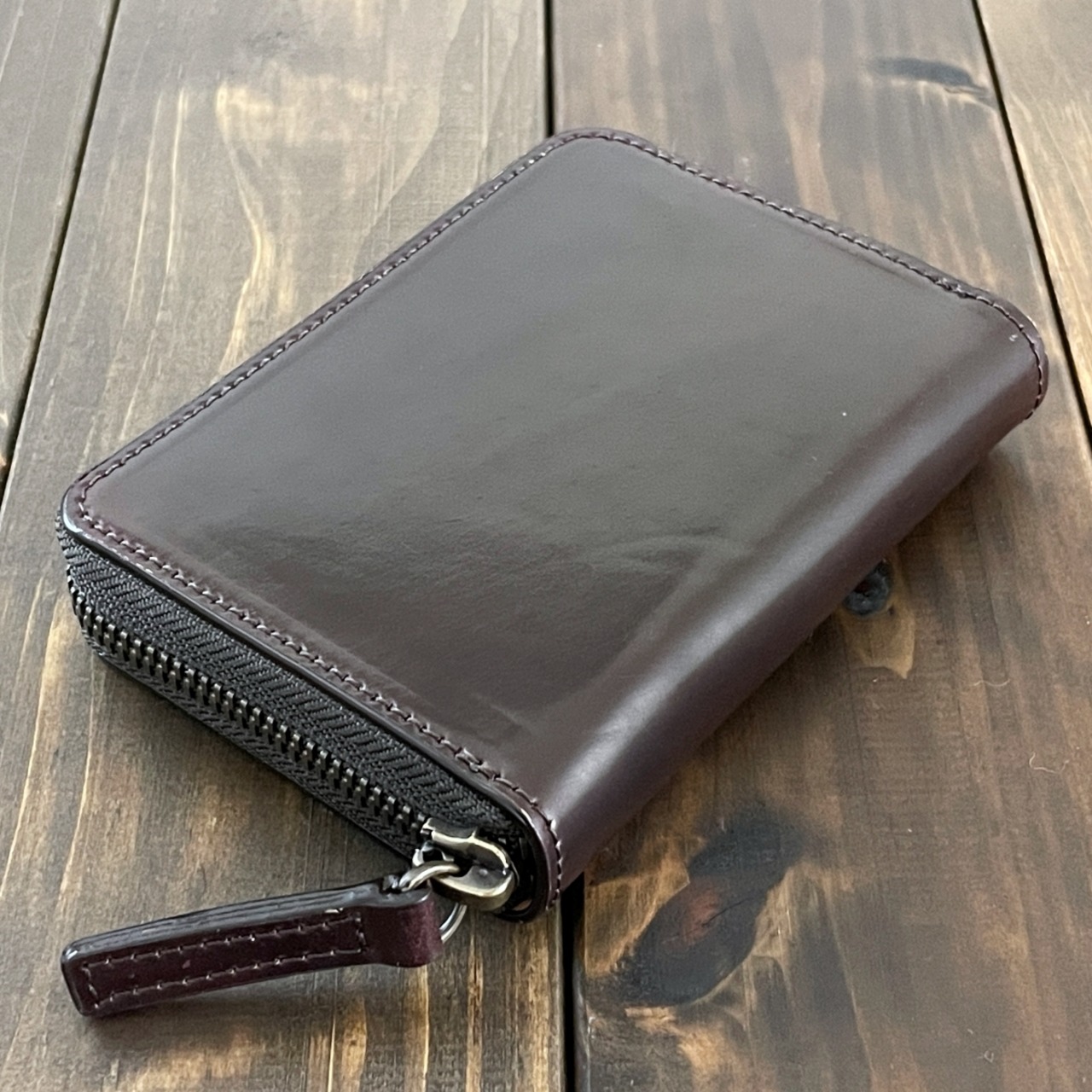 HORWEEN シェルコードバン ミドルウォレット バーガンディ