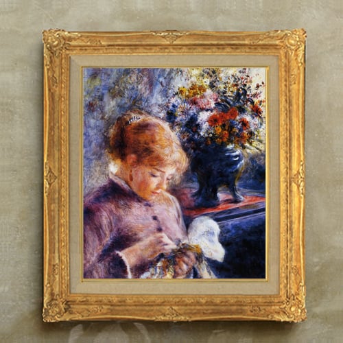 直筆仕上げ油絵 【ルノワール】身支度する少女 F10 絵画 アート インテリア 人物画