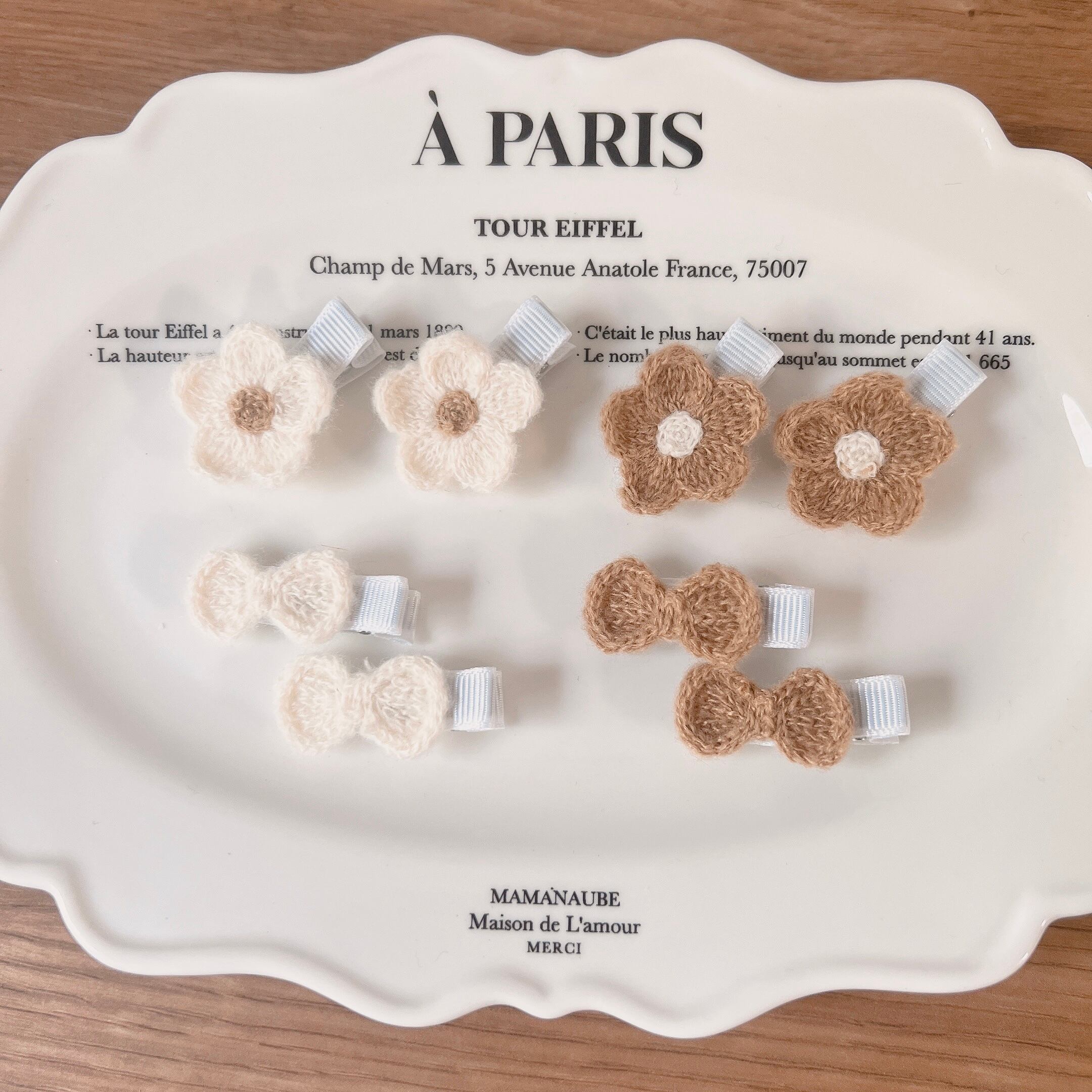 淡色お花おリボンパッチン