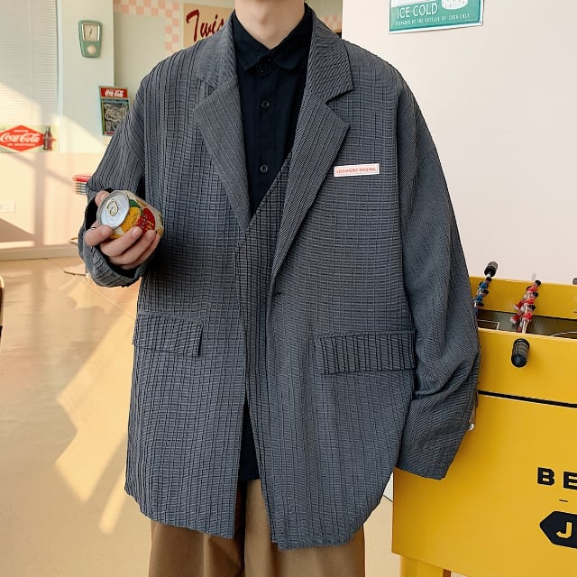 予約販売】テーラードジャケット 無地 変形デザイン ワンポイント