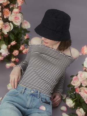 [MARGARIN FINGERS] LACE BUCKET HAT (BLACK) 正規品  韓国 ブランド 韓国ファッション 韓国代行 マーガリンフィンガーズ 日本 店舗