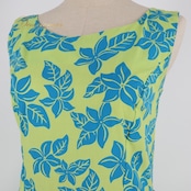 フラダンス 衣装 ワンピース ドレス トーチジンジャー グリーン系 TorchGinger ハワイ製 花柄 ノースリーブ フリル 可愛い 明るい 華やか 鮮やか ハワイアン アロハ ハワイアンプリント フラ ダンス レッスン 練習 フラダンスレッスン