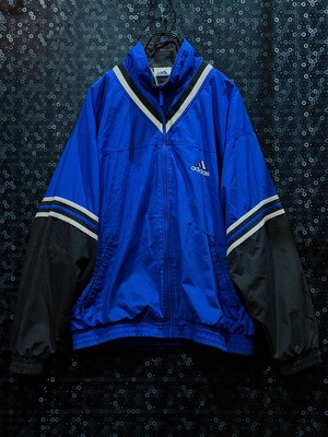 【ÆIEM】90's vintage adidas original trefoil logo two tone color Blue nylon jacket