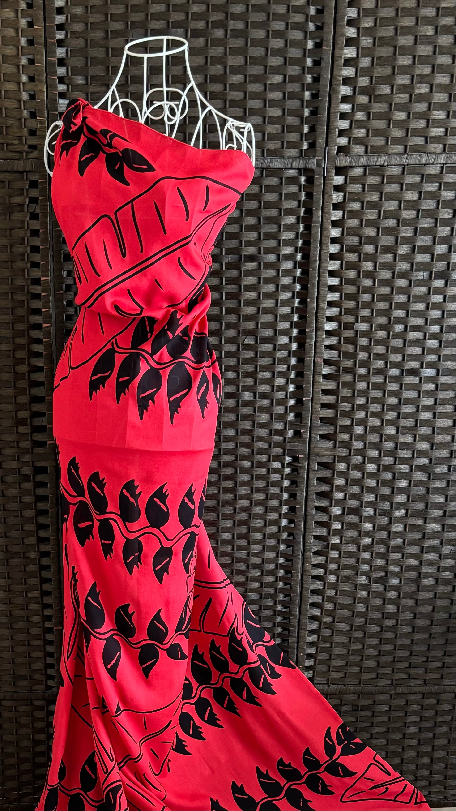 パレオ 【HANGING HELICONIA-RED-BLACK】ハワイ直輸入 パレオ 大判