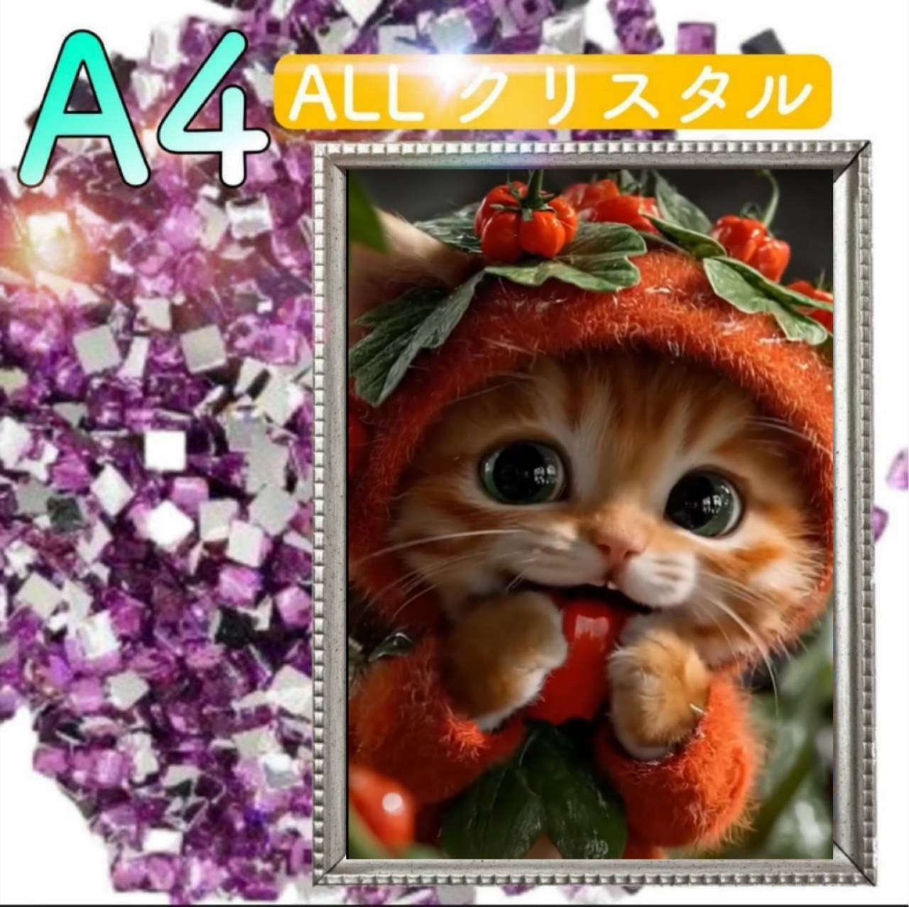 オーロラビーズ使用】 AMAB-26 ダイヤモンドアート 猫 花 | Pay ID