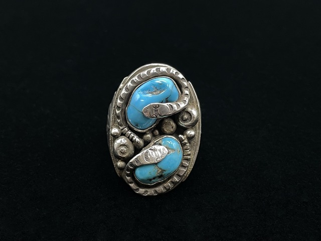 シルバーリング925（ベアークロー・トルコ石・サンゴ）