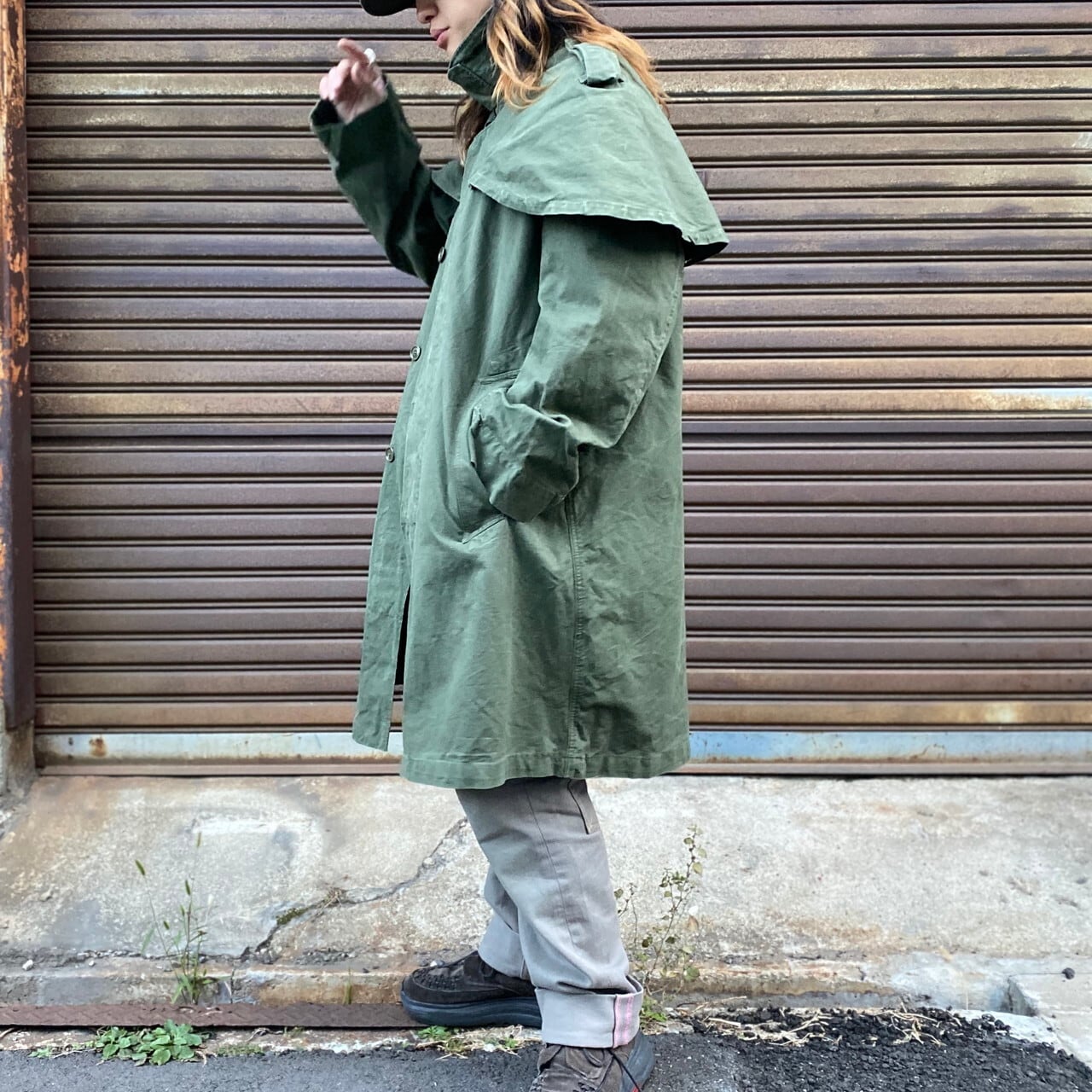 50 60年代 ビンテージ フランス軍 ミリタリー フロックコート レインコート メンズl相当 古着 50s 60s ヴィンテージ カーキ オリーブグリーン セージグリーン ミリタリージャケット Vtg Cave 古着屋 公式 古着通販サイト