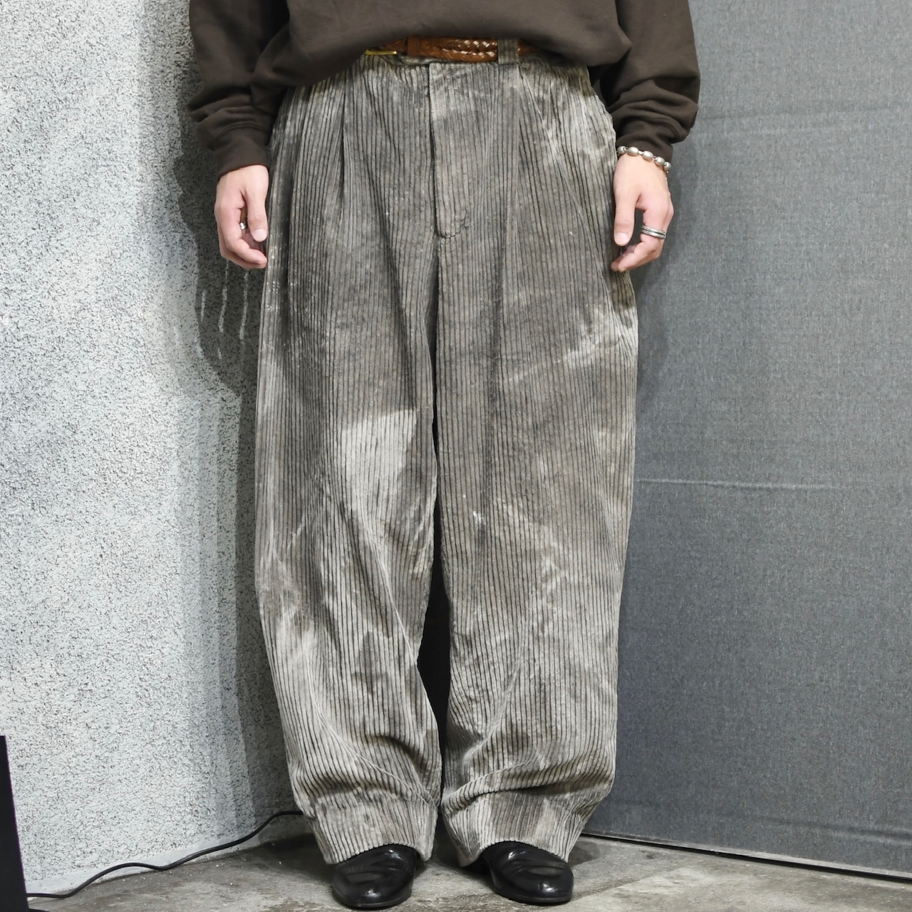 bleached wide corduroy pants gray