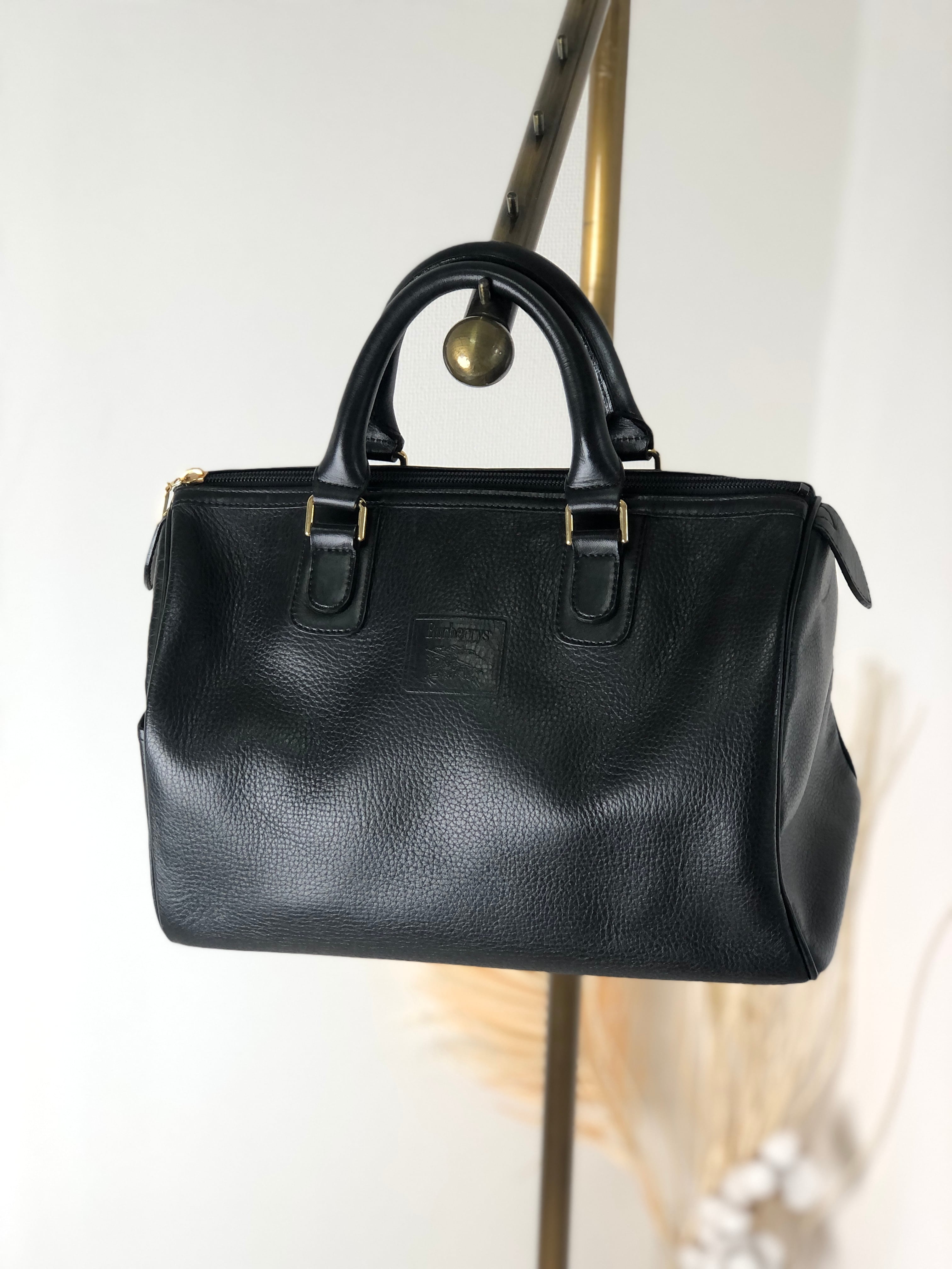 BURBERRY バーバリー ロゴ レザー ミニボストン ハンドバッグ BURBERRY バーバリー ロゴ レザー ミニボストン ハンドバッグ