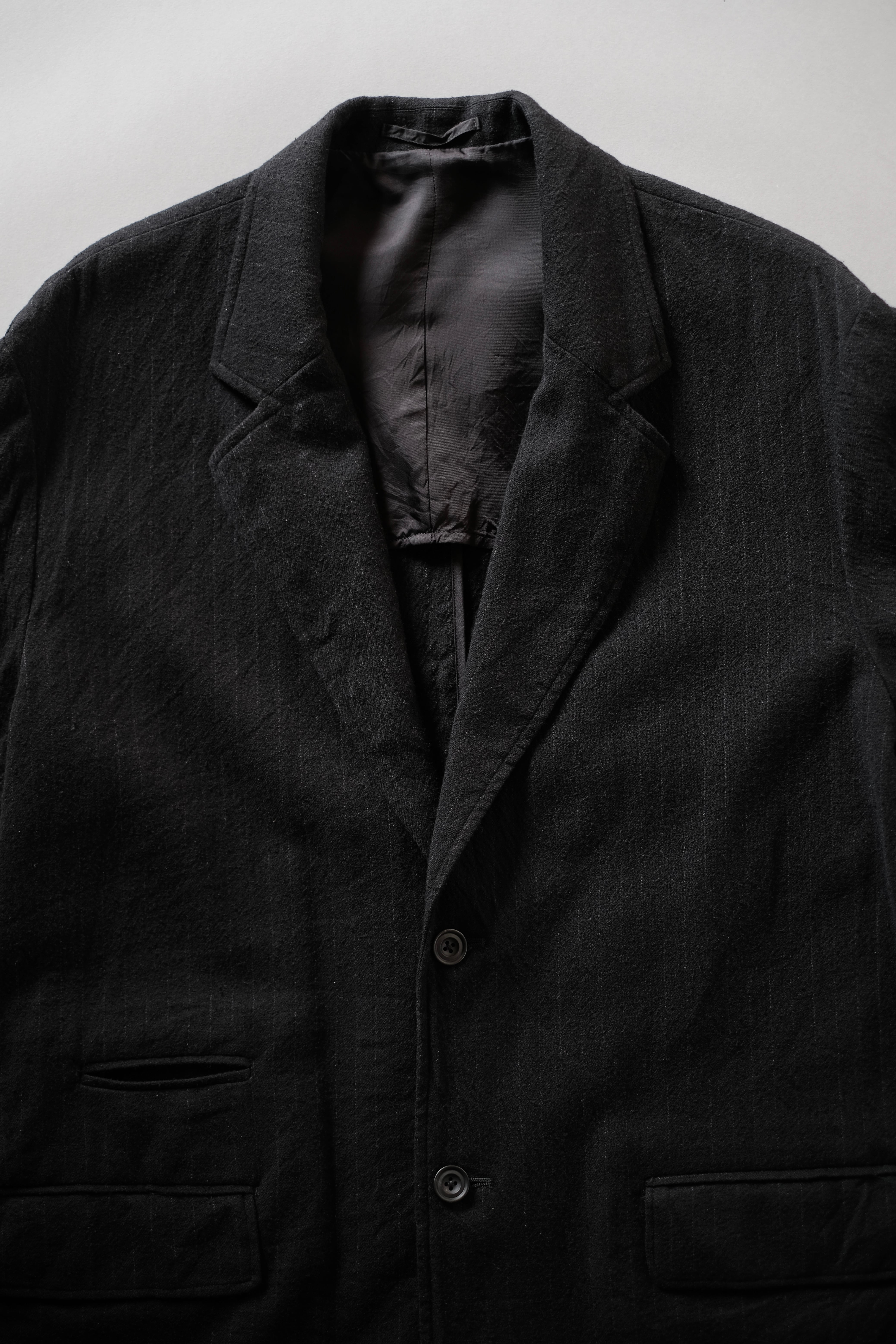 ULTERIOR / WASHED WOOL SILK STRIPE 2B JKT 