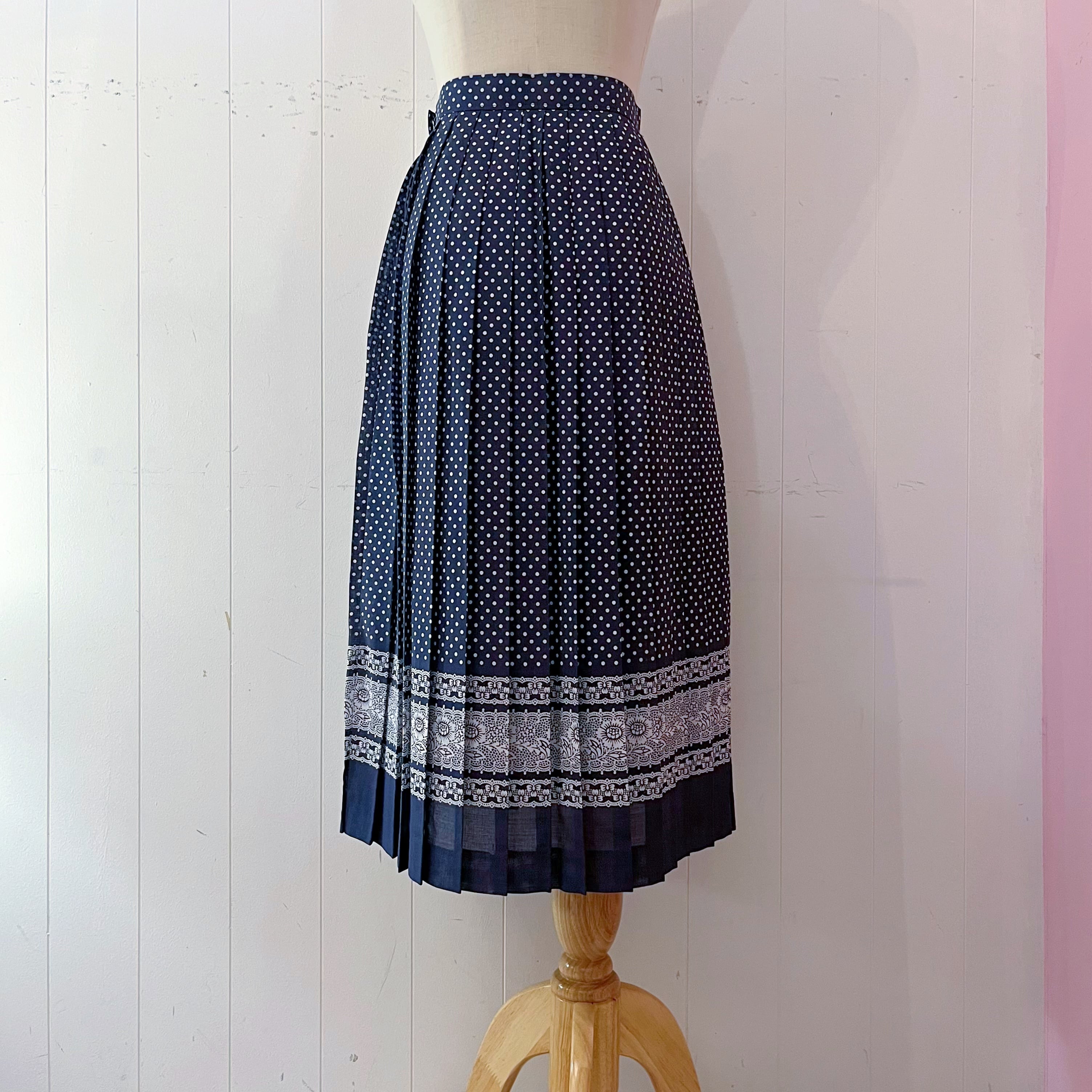 flower lace printed pleats skirt
