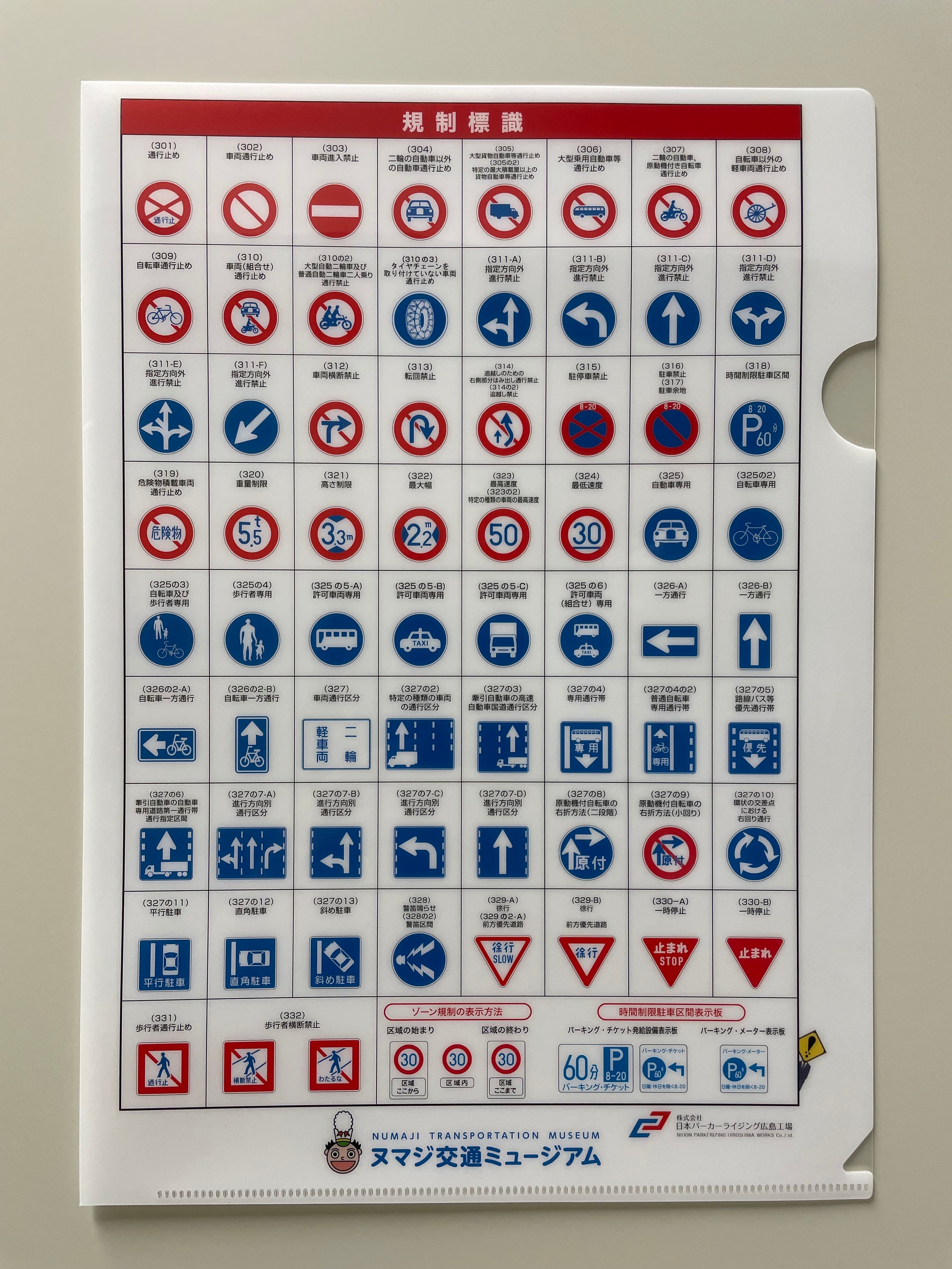 クリアファイル、下敷き・タオル等 両面下敷き1枚＋クリアファイル2枚の3点セット！ 規制標識