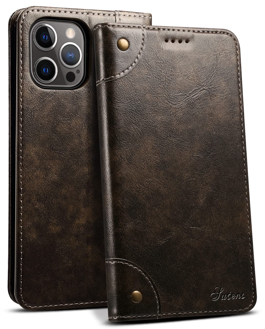 JCGOOD iPhone 14 ケース 手帳型 カード収納 アイフォン 14 カバー 手帳 カード入れ 財布型 スタンド機能 マグネット式 本革 レザー スマホケース 軽量 薄型 防塵 耐衝撃 保護 携帯ケース アイホン 14 6.1 対応 ブラック茶
