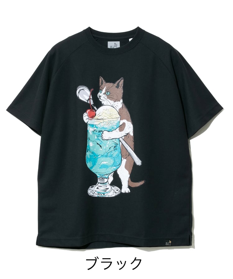 go slowcaravan】Drymix鹿の子 クリームソーダ猫ラグランTEE | shop Luchy