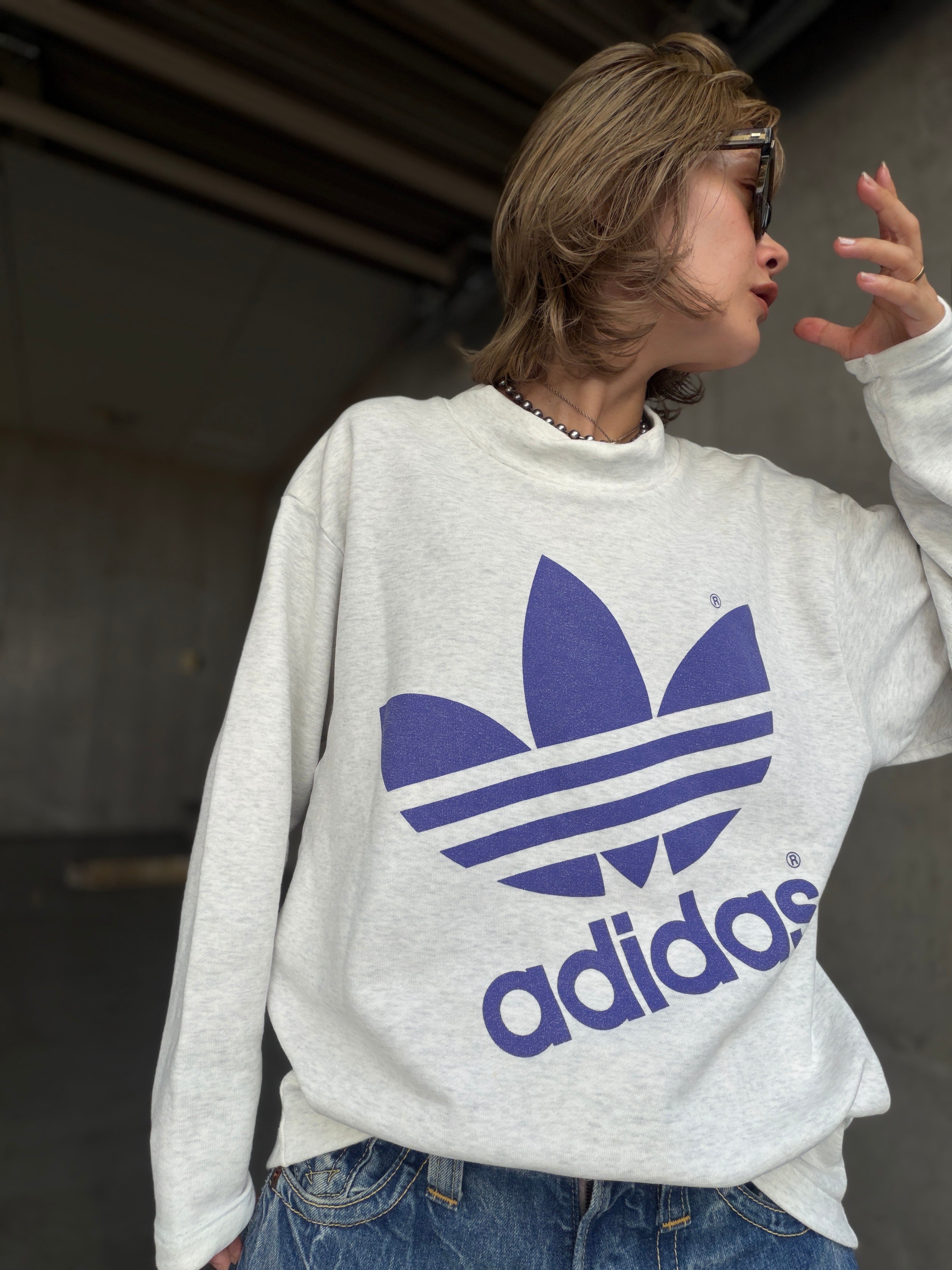 (CS2530)90’s adidas diagonal trefoil logo sweat shirts